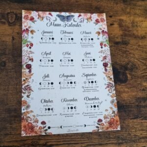 Maankalender 2025 print met zilveren accenten